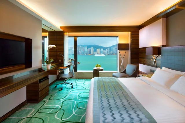 جناح بسرير كينج بإطلالة على المرفأ مع دخول صالة النادي، New World Millennium Hong Kong 2/6