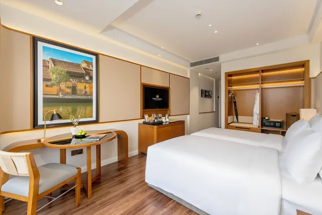 غرفة سيغنتشر بسريرين منفصلين بإطلالة على المسبح، Nesta Hoi An Resort and Spa 3/10
