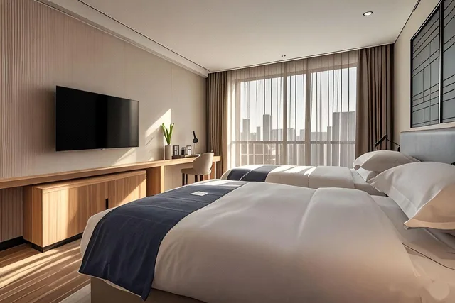 غرفة ديلوكس بسريرين منفصلين، Echarm Hotel (Xiamen Airport Huojuyuan Metro Station) 1/3
