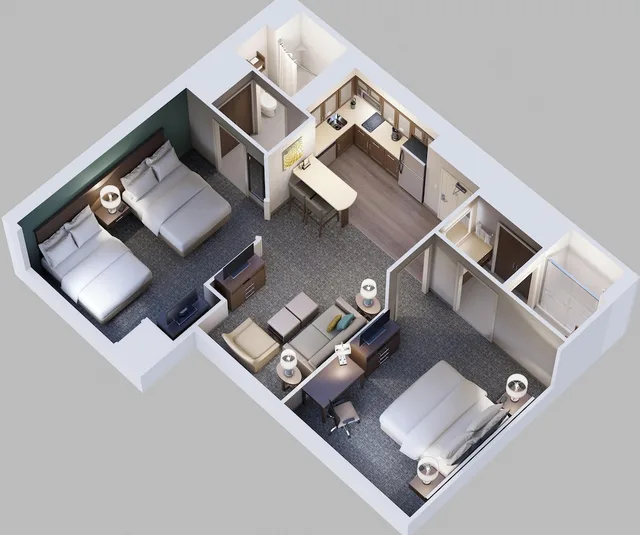 جناح بسرير كينج وسريرين كوين بغرفتي نوم بمطبخ، Staybridge Suites Merrillville 6/6