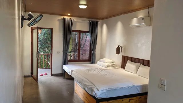 غرفة ديلوكس بسرير مزدوج أو سريرين منفصلين بإطلالة على الحديقة، Ninh Binh Greenland Homestay 6/10