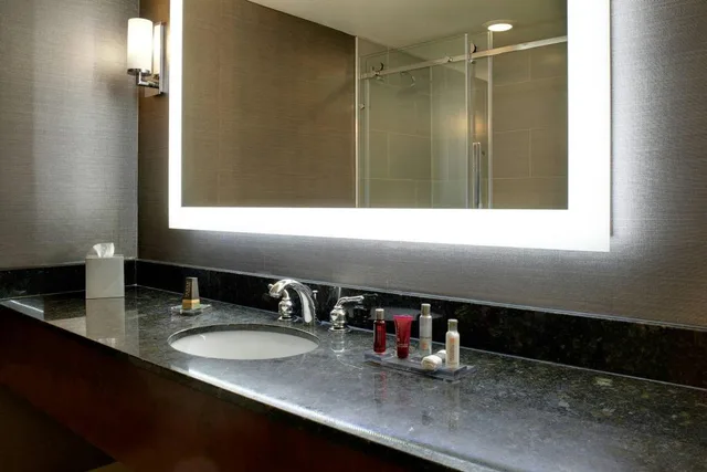 غرفة بسرير كينج مع أريكة مع دخول الصالة، Marriott East Lansing At University Place 4/6