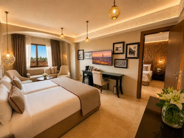غرفة ديلوكس عائلية بسرير كينج وسريرين منفصلين، Hivernage And Spa Hotel 4/5