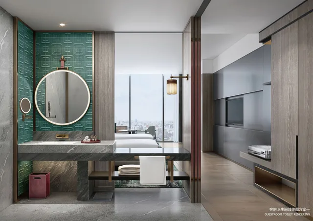 غرفة بريميوم بسريرين منفصلين بإطلالة على المدينة، HUALUXE Qingdao Licang, an IHG Hotel 8/8