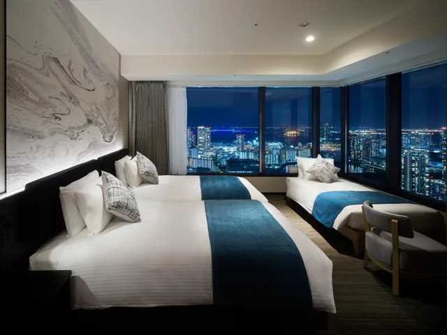 غرفة ديلوكس ركنية بسريرين بإطلالة بحوض استحمام، Mitsui Garden Hotel Toyosu Premier 1/2