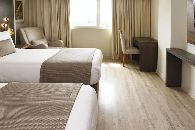 غرفة بسريرين منفصلين بإطلالة على المدينة، Hotel He Wang 4/10