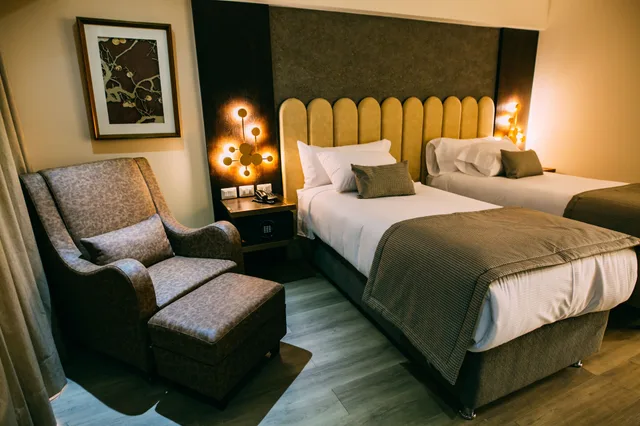 غرفة بسريرين منفصلين بإطلالة على المدينة، Hotel He Wang 6/10