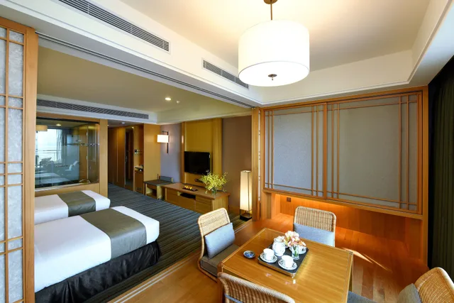 غرفة يابانية بسريرين منفصلين بإطلالة على البحر، Fullon Hotel Tamsui Fishermen S Wharf 3/5