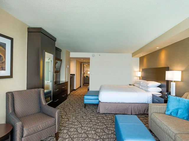 Room, King Bed, Partial Falls View, Sofa، Embassy Suites By Hilton Niagara Falls Fallsview 3/5