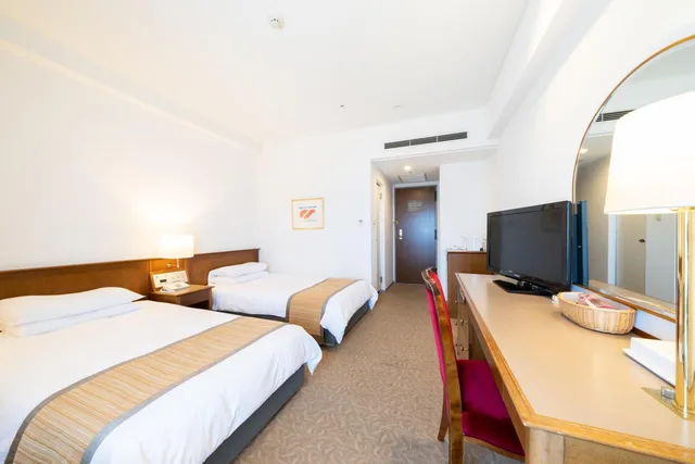 غرفة قياسية بسريرين منفصلين بإطلالة على البحر، Hotel Terrace The Square Hitachi 1/8