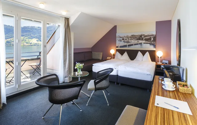 غرفة سوبيريور بسريرين منفصلين بإطلالة على البحيرة بشرفة مع أريكة، Seehotel Kastanienbaum 6/10