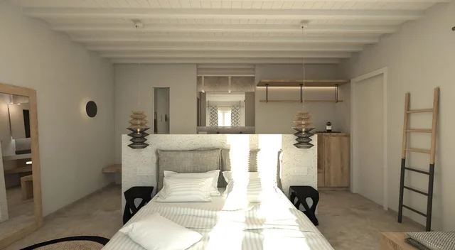 Superior, Double Bed, Side Sea View, Outdoor Jetted Tub, Hot Tub، Apiro Mykonos 1/1