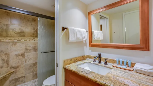 شقة سكنية بسرير كوين بغرفة نوم واحدة بإطلالة جزئية على البحر مع أريكة، Castle Maui Banyan 5/6