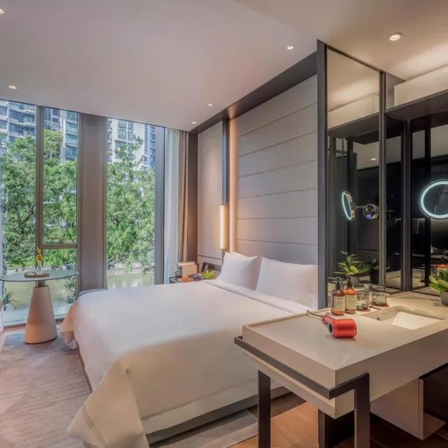 استوديو تنفيذي بسرير كينج مع دخول الصالة، Fraser Residence River Promenade Singapore 3/4