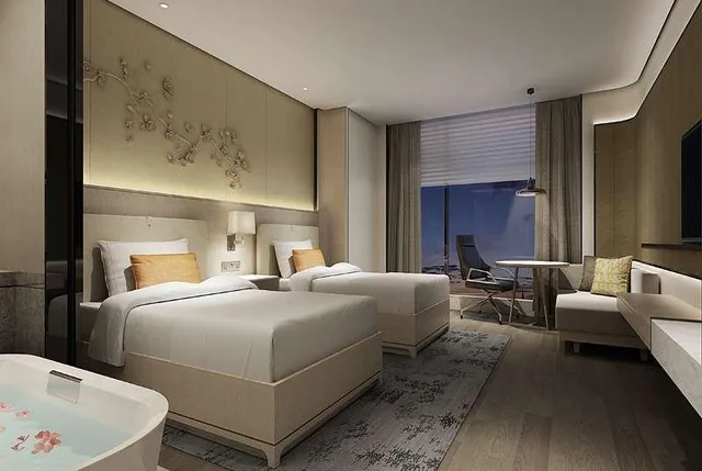 غرفة ديلوكس بسريرين منفصلين بإطلالة على النهر، Howard Johnson by Wyndham Zhujiang Hotel Chongqing 1/1