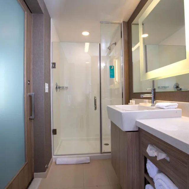 جناح بسرير كينج مع سرير سحّاب إضافي مع أريكة بحوض استحمام لذوي الإعاقة، Springhill Suites Newark Downtown 1/2