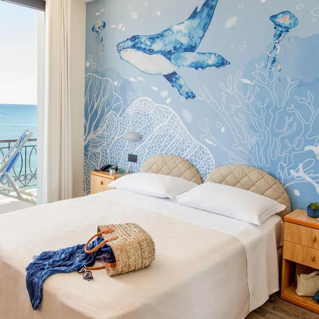 غرفة بسرير مزدوج بإطلالة على البحر، Hotel Golfo E Palme 2/9