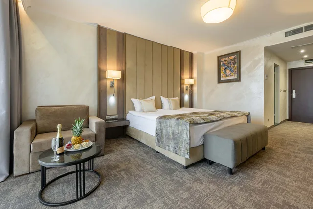 غرفة مزدوجة فاخرة بإطلالة جزئية على البحر، Grand Hotel Sveti Vlas 2/6