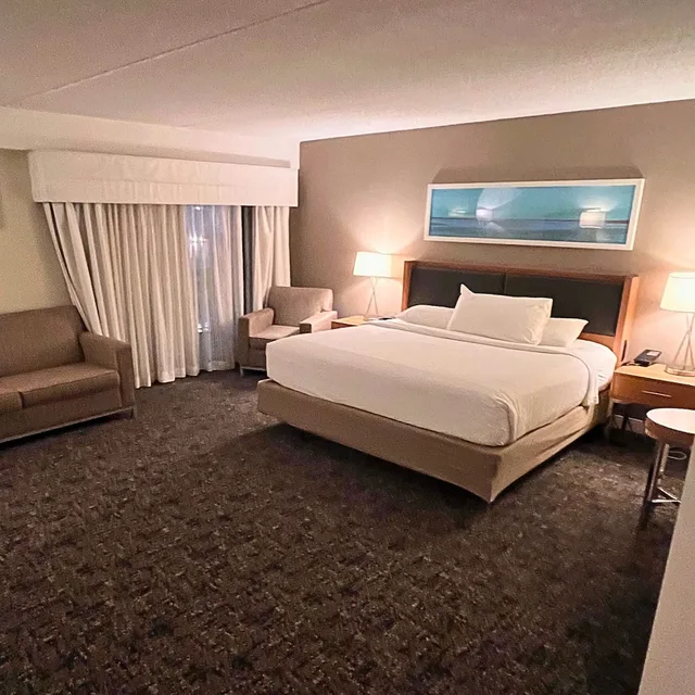 غرفة بسرير كينج بإطلالة على المسبح مع أريكة، Envision Hotel And Conference Center Mansfield Foxboro 1/1