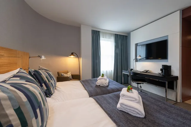 Room, Twin Beds, Castle View, Apex City 1/2