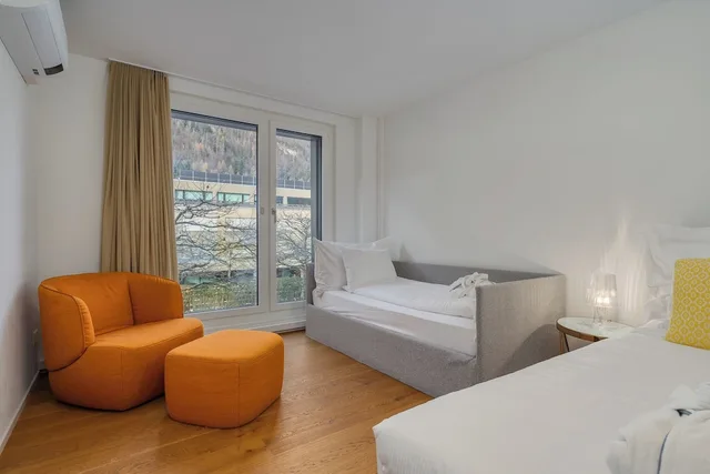 شقة فاخرة بسريرين كينج بغرفتي نوم مع أريكة، Swiss Hotel Apartments Interlaken 9/10