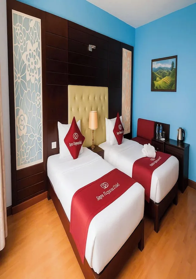 غرفة ديلوكس بسريرين منفصلين بإطلالة على الجبل، Sapa Elegance Hotel 6/10