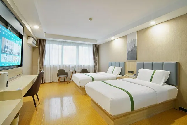 غرفة ديلوكس بسريرين، GreenTree Inn Shanghai Baoshan Yanghang Shuichan Road Hotel 1/2