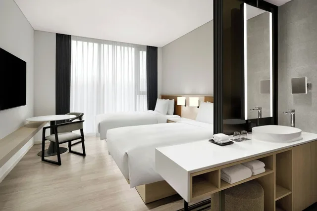 غرفة بريميير بسريرين منفصلين بإطلالة على المدينة، AC Hotel Seoul Geumjeong 1/2