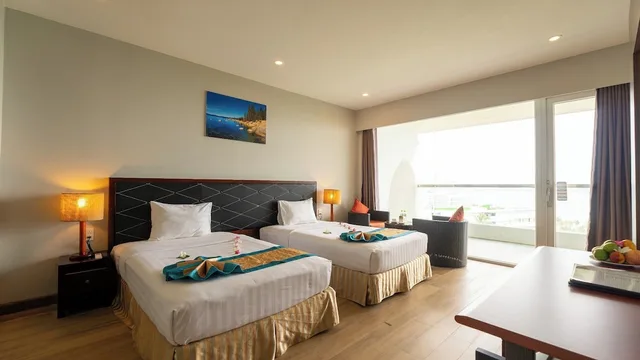 غرفة غراند ديلوكس بسريرين منفصلين بإطلالة على البحر، Sandunes Beach Resort Spa 1/10