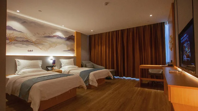 غرفة بسريرين منفصلين بإطلالة، GreenTree Eastern Tongling Yian District Government Hotel 1/1