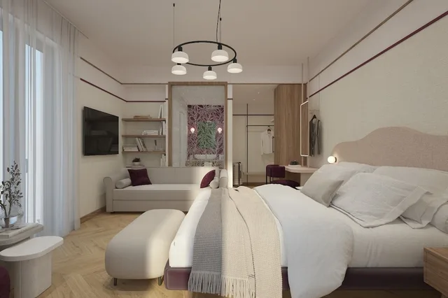 غرفة ديلوكس بسرير مزدوج أو سريرين منفصلين، Hotel Taormina 1/6
