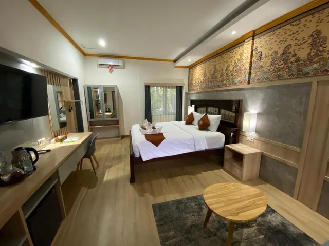 غرفة بسرير مزدوج أو سريرين منفصلين بإطلالة على المسبح، Melasti Beach Bungalows And Spa 6/10