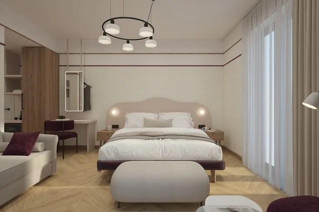 غرفة ديلوكس بسرير مزدوج أو سريرين منفصلين، Hotel Taormina 3/6