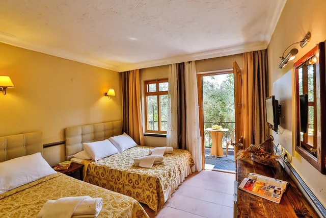غرفة بسريرين منفصلين بإطلالة على الحديقة، Club Gultur Otel 1/1