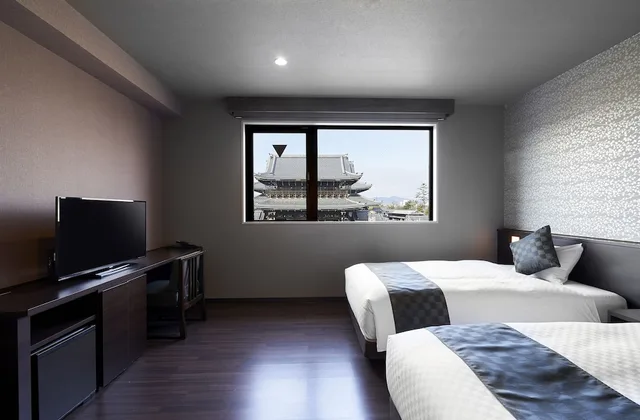 غرفة ديلوكس بسريرين منفصلين بإطلالة على المدينة، Hotel Kuu Kyoto 1/10