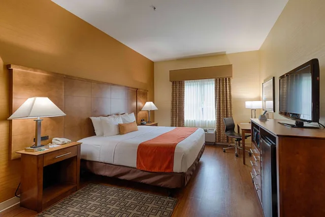 غرفة بسرير كينج مع أريكة يُسمح فيها بالحيوانات الأليفة، Best Western Plus Delta Inn & Suites 1/1
