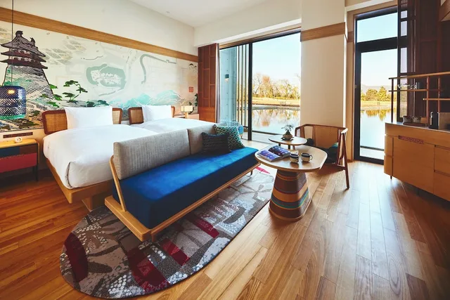 جناح بسريرين منفصلين بإطلالة على الحديقة بشرفة في الطابق الأرضي، Hotel Indigo Inuyama Urakuen Garden 1/4