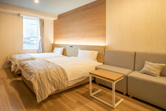 غرفة بسريرين منفصلين لذوي الإعاقة، Hotel Amanek Asahikawa 3/4