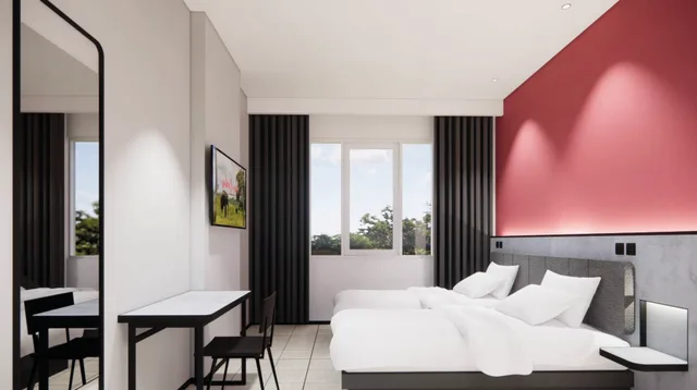 غرفة قياسية بسريرين منفصلين، Amaris Hotel Lampung City 2/2