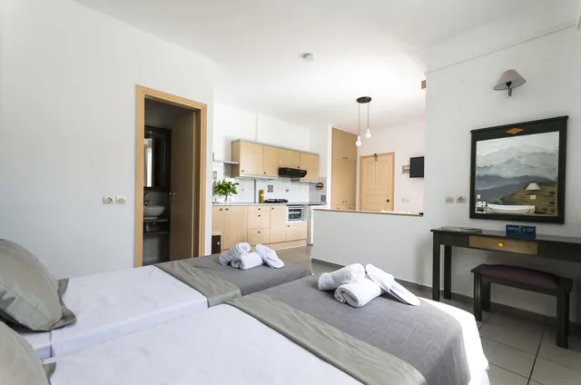غرفة بسرير مزدوج أو سريرين منفصلين بإطلالة على الجبل، Happiness Apartments 1/5