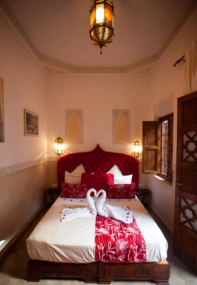 غرفة ديلوكس بسرير كوين بإطلالة على الفناء، Riad Melhoun Spa 1/10