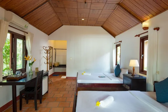 بنغل بسرير كوين وسرير فردي بإطلالة على الحديقة، Thanh Kieu Beach Resort 2/5