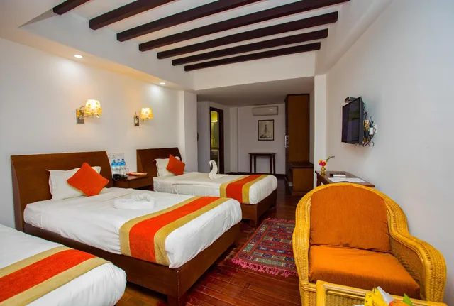 غرفة ديلوكس ثلاثية بثلاثة أسرّة بإطلالة على المدينة، Apsara Boutique Hotel 1/1