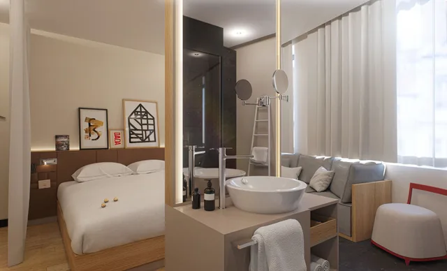 غرفة سيغنتشر بسرير كوين بحوض استحمام، MAISON NO 8/10