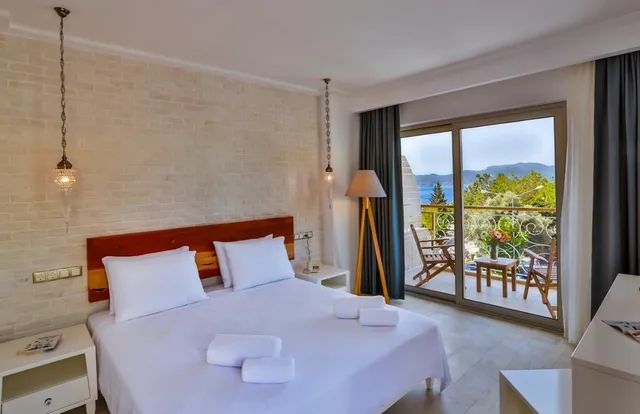 غرفة ديلوكس بسرير مزدوج بإطلالة على البحر بشرفة، Arnna Hotel 10/10