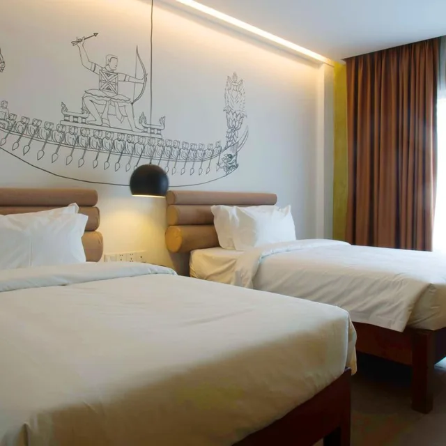 غرفة ديلوكس بسريرين منفصلين بإطلالة على المدينة، Almond Bassac River Hotel 1/10