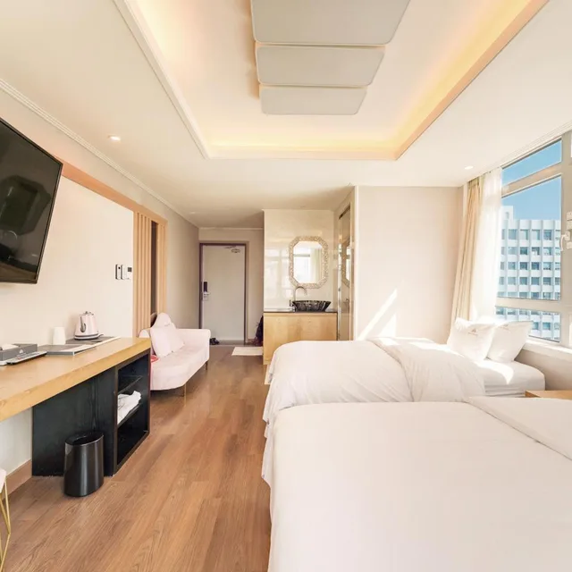 غرفة ديلوكس عائلية بسريرين منفصلين بإطلالة على المدينة، Central Park Hotel Busan 8/10