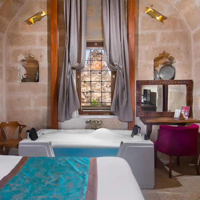 غرفة ديلوكس بسرير مزدوج بحوض استحمام، Cappa Via Cave Hotel 9/10