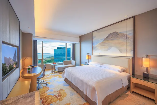 غرفة ديلوكس بسرير كينج بإطلالة على البحر، Shangri La Xiamen 4/10