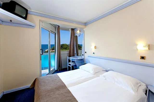 غرفة بسرير مزدوج بإطلالة على البحر بشرفة، Hotel Plavi Plava Laguna 1/1